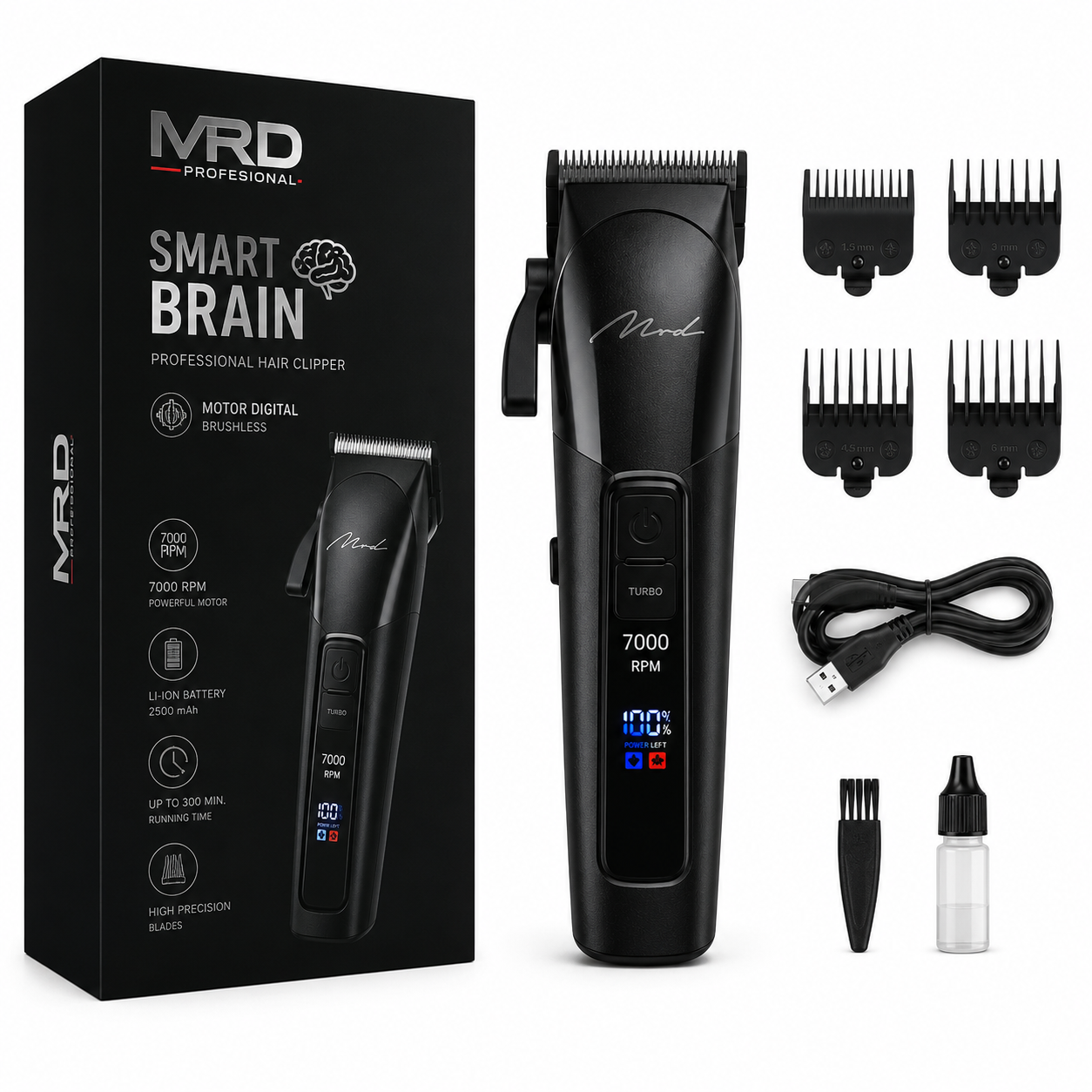 Maquina Cortapelo Mrd Smart Brain Negra