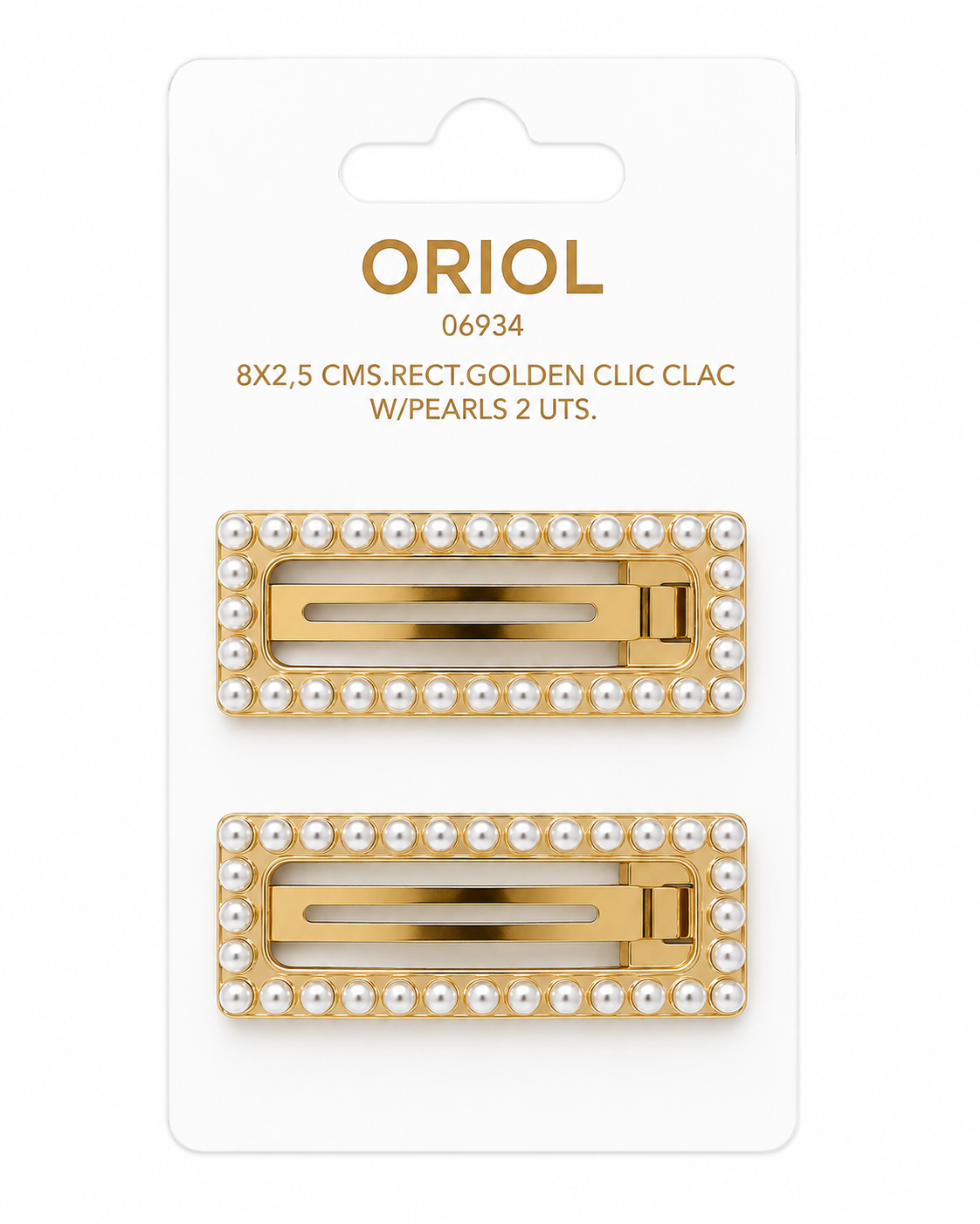 8X2,5 CMS.RECT.GOLDEN CLIC CLAC W/PEARLS 2 UTS
