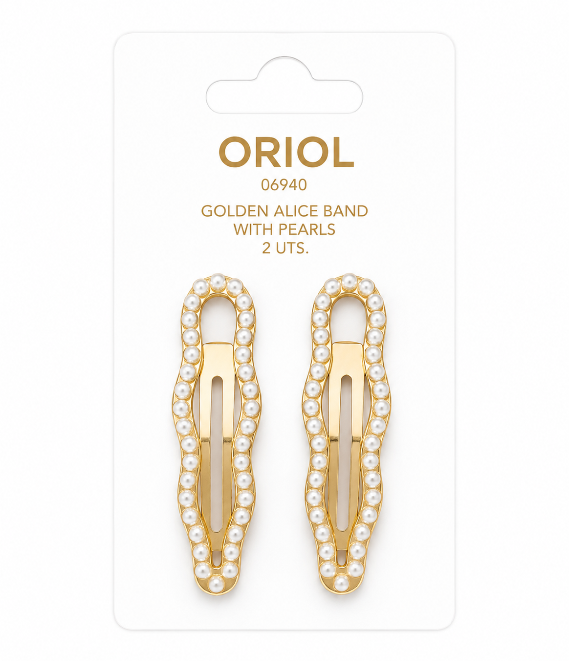 GOLDEN ALICE BAND WITH PEARLS 2 UTS.