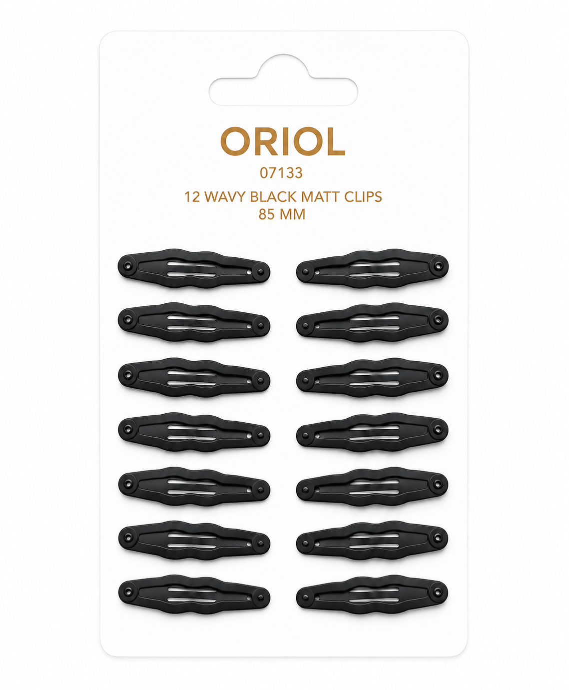 12 WAVY BLACK MATT CLIPS 65 MM