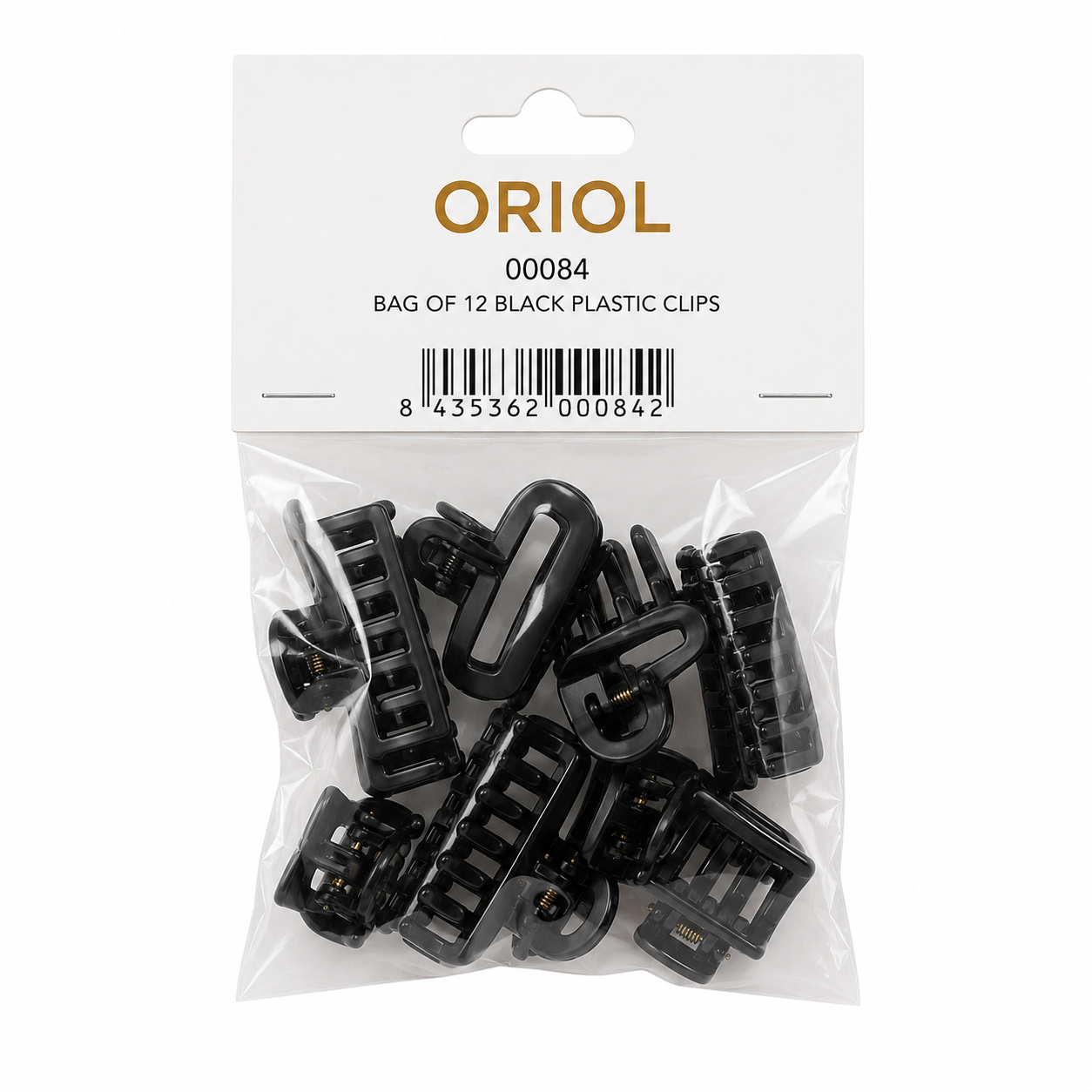 BAG OF 12 BLACK PLASTIC CLIPS