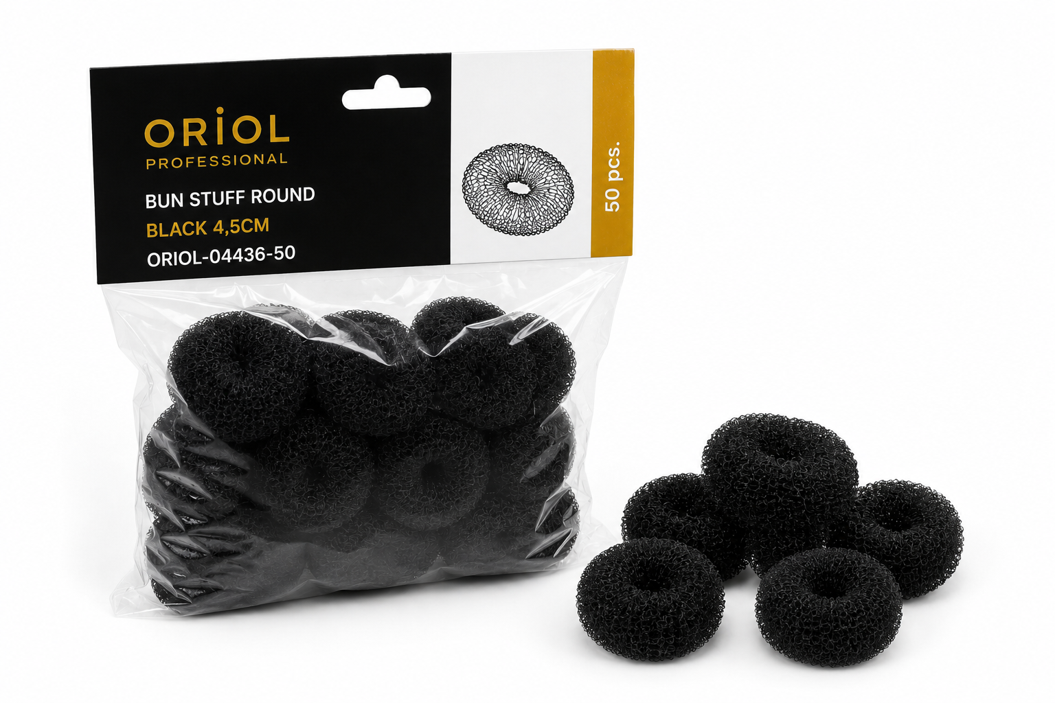 BUN STUFF ROUND, BLACK 4,5CM