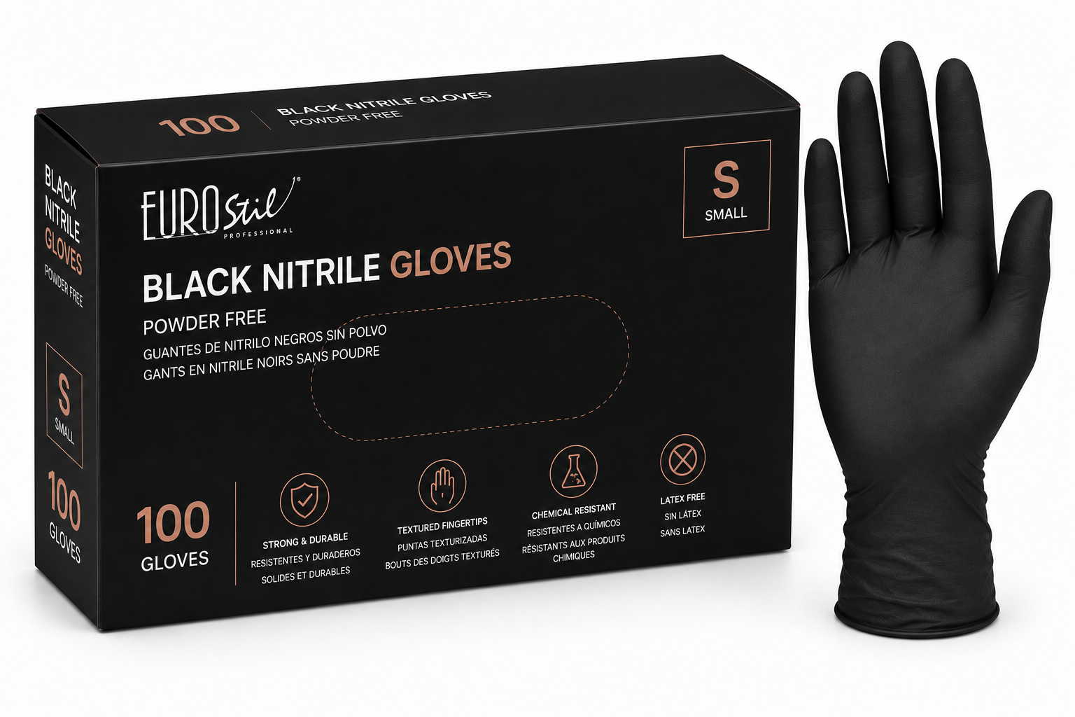 Box 100 Black Nitrile Gloves- Small