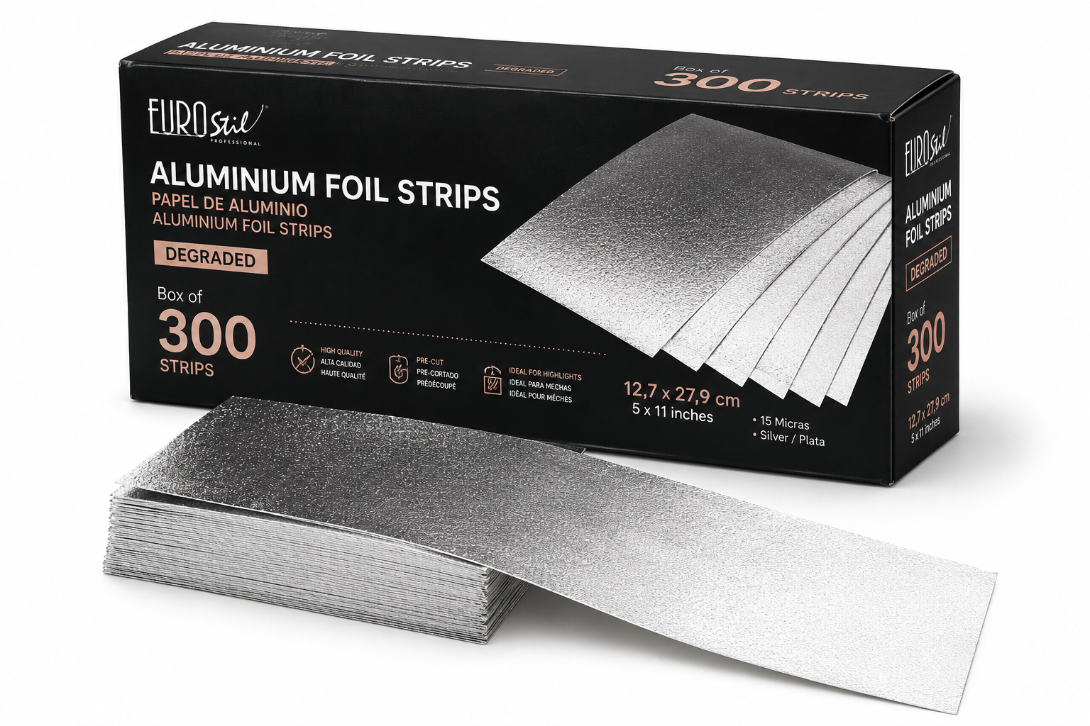 BOX OF 300 STRIPS OF DEGRADED ALUMINIUM FOIL
