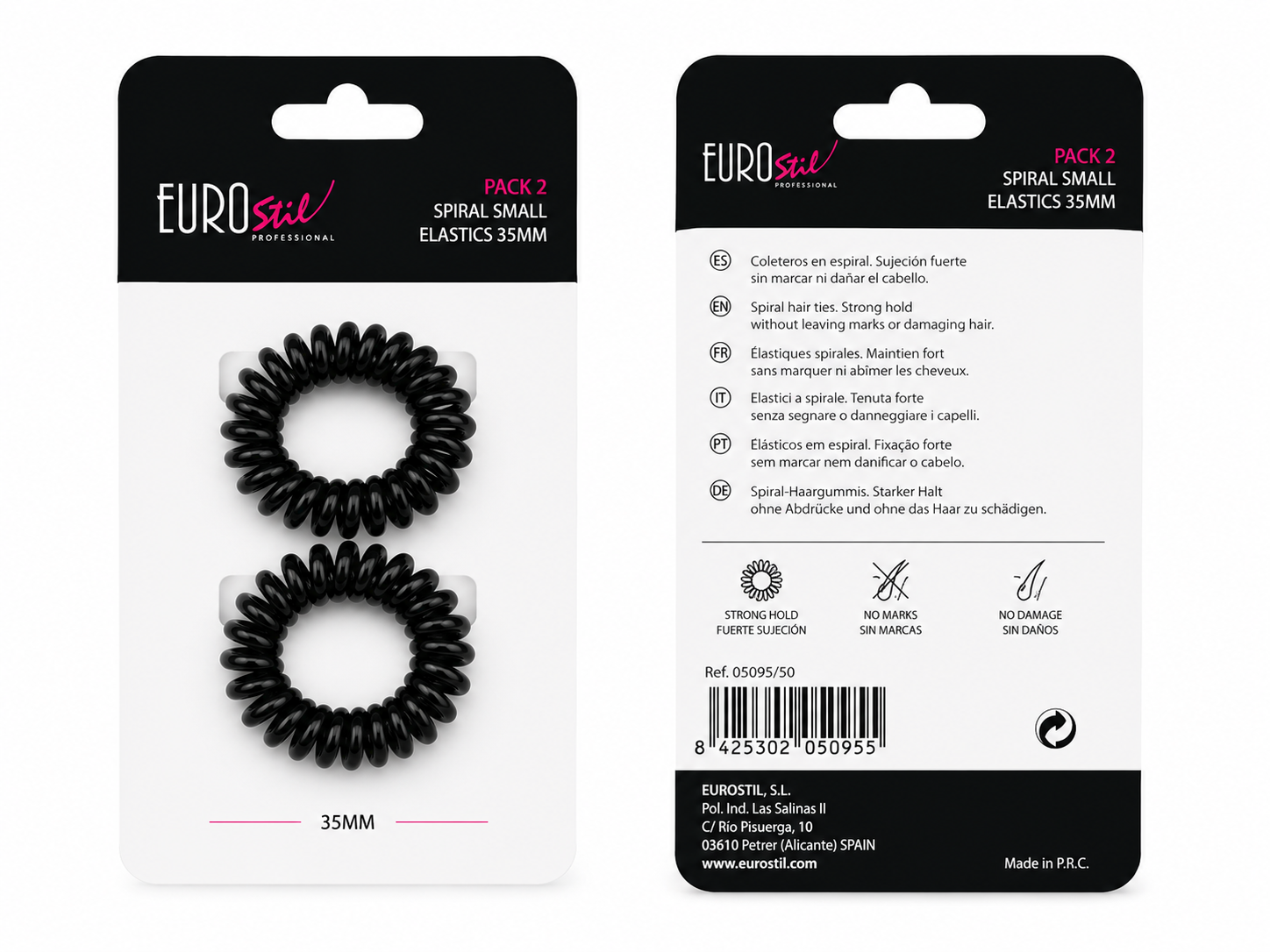 PACK 2 SPIRAL SMALL ELASTICS 35MM BLACK