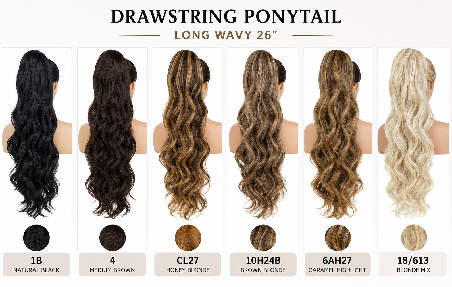 Drawstring Ponytail Long Wavy 26"