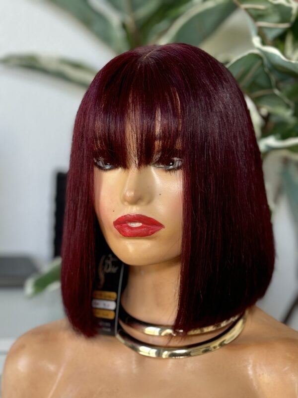 Bone straight bob wig with bangs, 250g,2*6 lace closure - Image 3