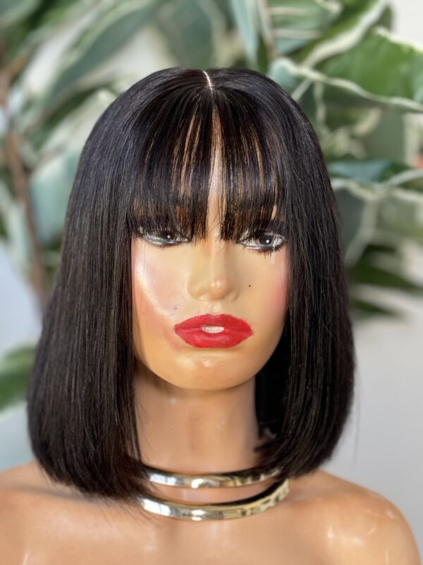 Bone straight bob wig with bangs, 250g,2*6 lace closure - Image 4